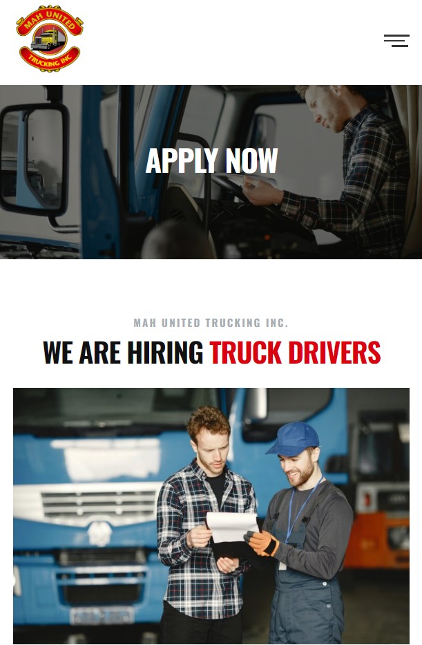 Apply Now - Mah United Trucking Inc